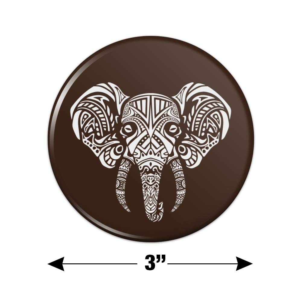 White African Elephant Tribal Fridge Magnet - Decorative Kitchen Refrigerator Locker Button - Perfect for Home Decor, Office, Dorm & Gift Giving
