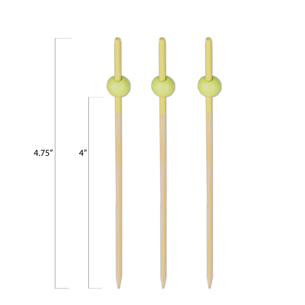 Lime Green Beaded Appetizer Forks & Sandwich Picks - 100 Count (4.75 Inch) - Perfect for Parties, Weddings, and Cocktail Events