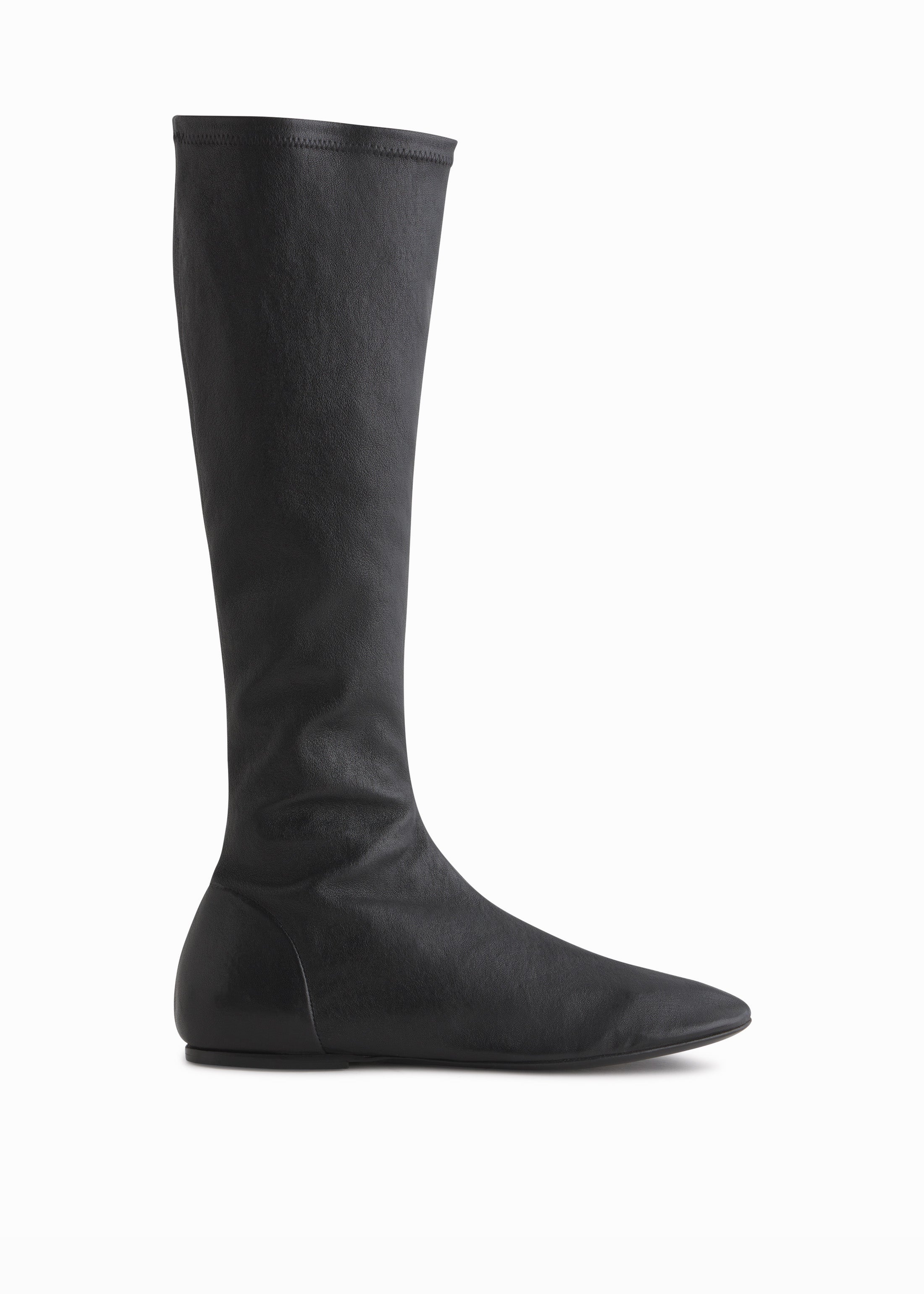 Black Stretch Leather Knee High Boots for Women - Stylish & Comfortable for Fall, Winter, and Party Wear