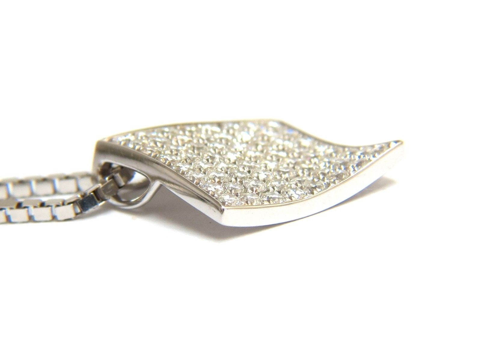 1.40CT Diamond Bead Set Square Zen Pendant with 3D Curve Design - 14KT Gold 16 Inch Chain - Elegant Necklace for Meditation, Yoga & Spiritual Jewelry Gifts