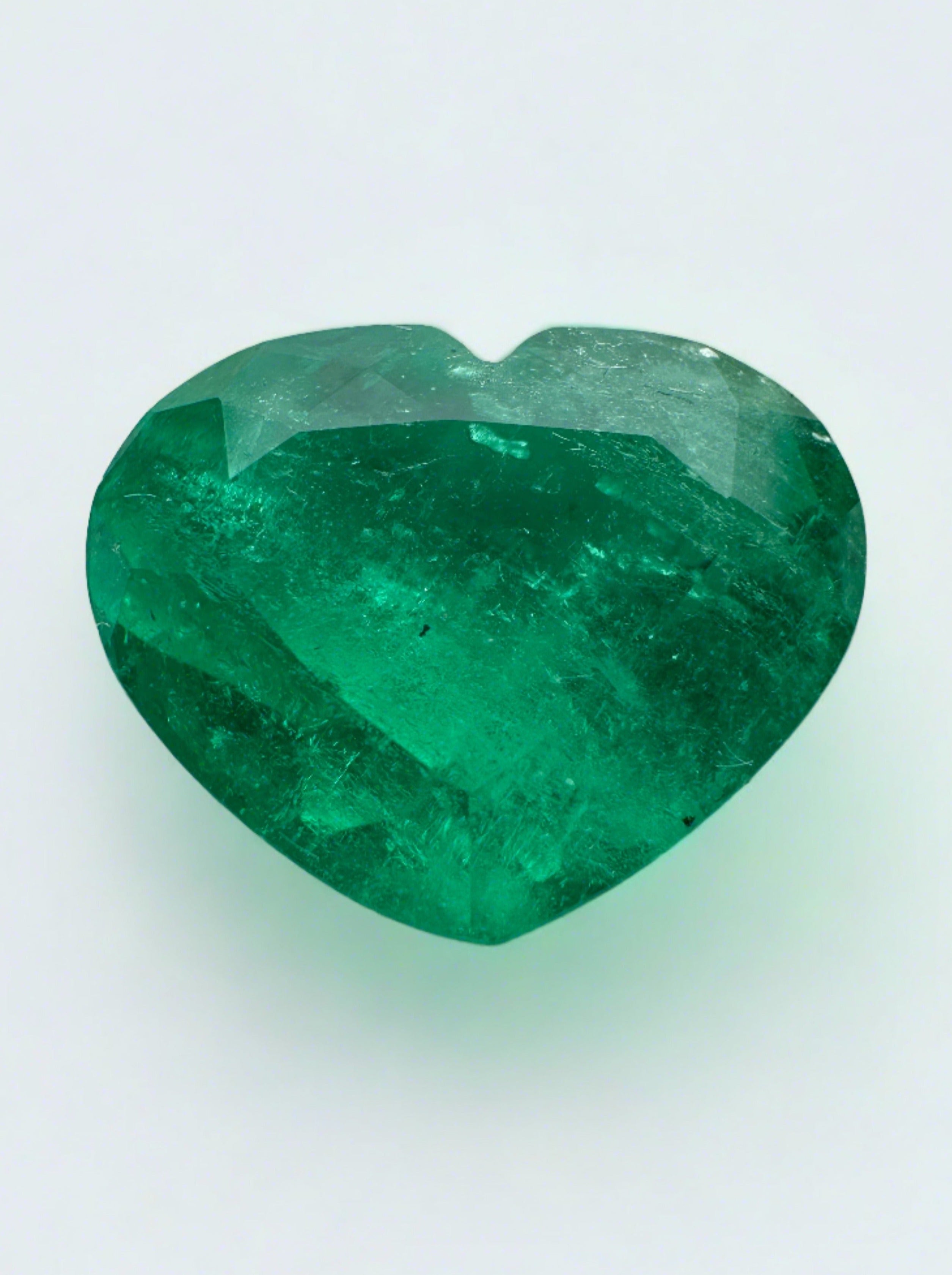 5.80 Carat Vivid Green Natural Loose Colombian Emerald Heart Cut Gemstone for Jewelry Making, Engagement Rings & Luxury Gifts