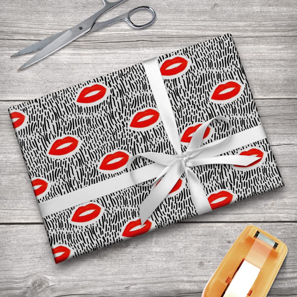 GRAPHICS & MORE Bold Lips Gift Wrap Wrapping Paper Rolls - Premium Quality Wrapping Paper for Birthdays, Weddings & Holidays - Perfect for Gift Wrapping, Party Decorations & Craft Projects