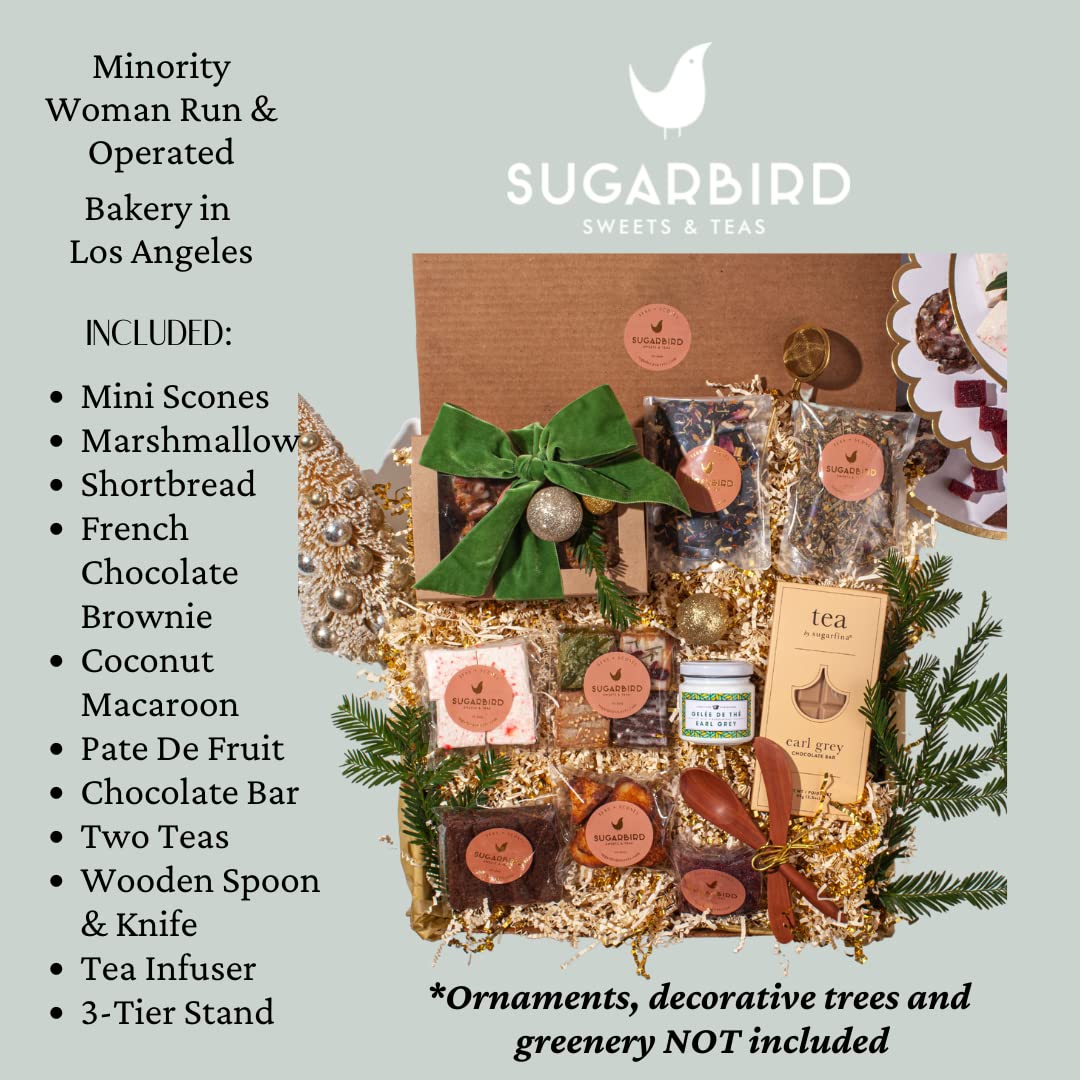 Sugarbird Sweets - Premium Afternoon Tea Gift Box Set | Deluxe Assorted Cookies, Cakes & Tea Bags | Perfect for Bridal Showers, Birthday Parties & Corporate Gifting