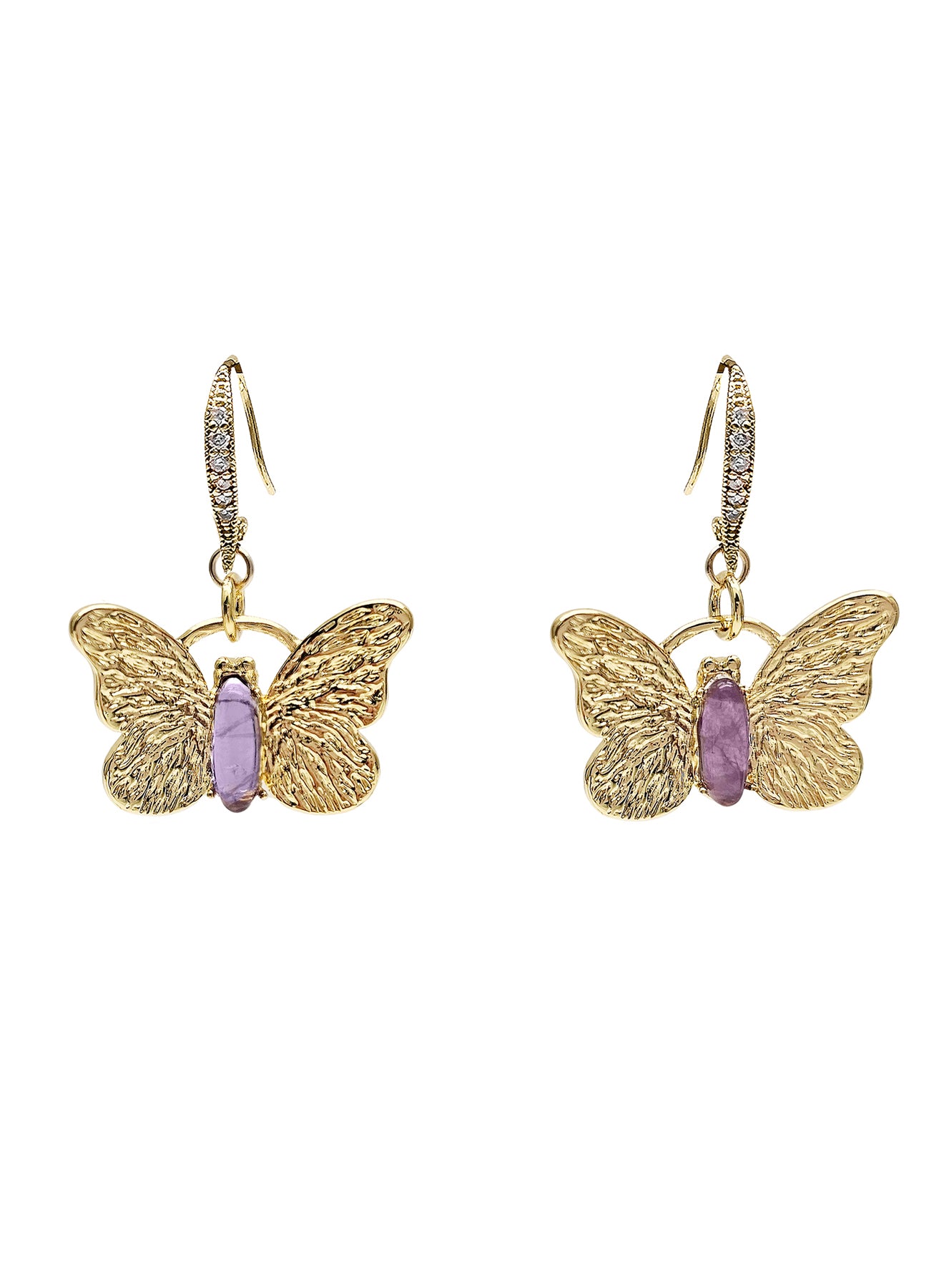 Amethyst Butterfly Dangle Earrings for Women - Elegant Purple Gemstone Jewelry - Perfect for Parties, Weddings & Special Occasions