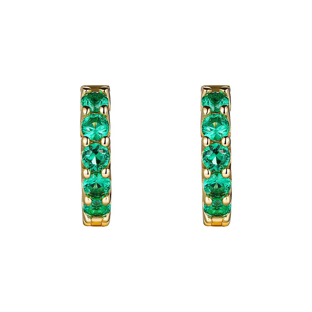 2.4 Carat (Ctw) Round Cut Emerald Eternity Hoop Earrings for Women - 14K Gold Plated Dangle Earrings for Wedding, Party & Everyday Wear