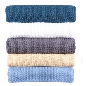 HILLFAIR Premium 100% Soft Combed Cotton Thermal Blanket - King Size, Ultra Cozy & Warm, All-Season Bed Throw - Perfect for Winter Nights, Sofa Lounging & Guest Rooms - Grey King Cotton Blanket