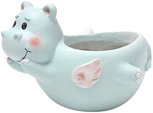 Resin Cartoon Succulent Planter - Cute Hippo-Shaped Flower Pot for Plants, Home & Office Desktop Decoration | Perfect for Small Succulents, Cacti, and Air Plants in Living Room, Bedroom, or Workspace