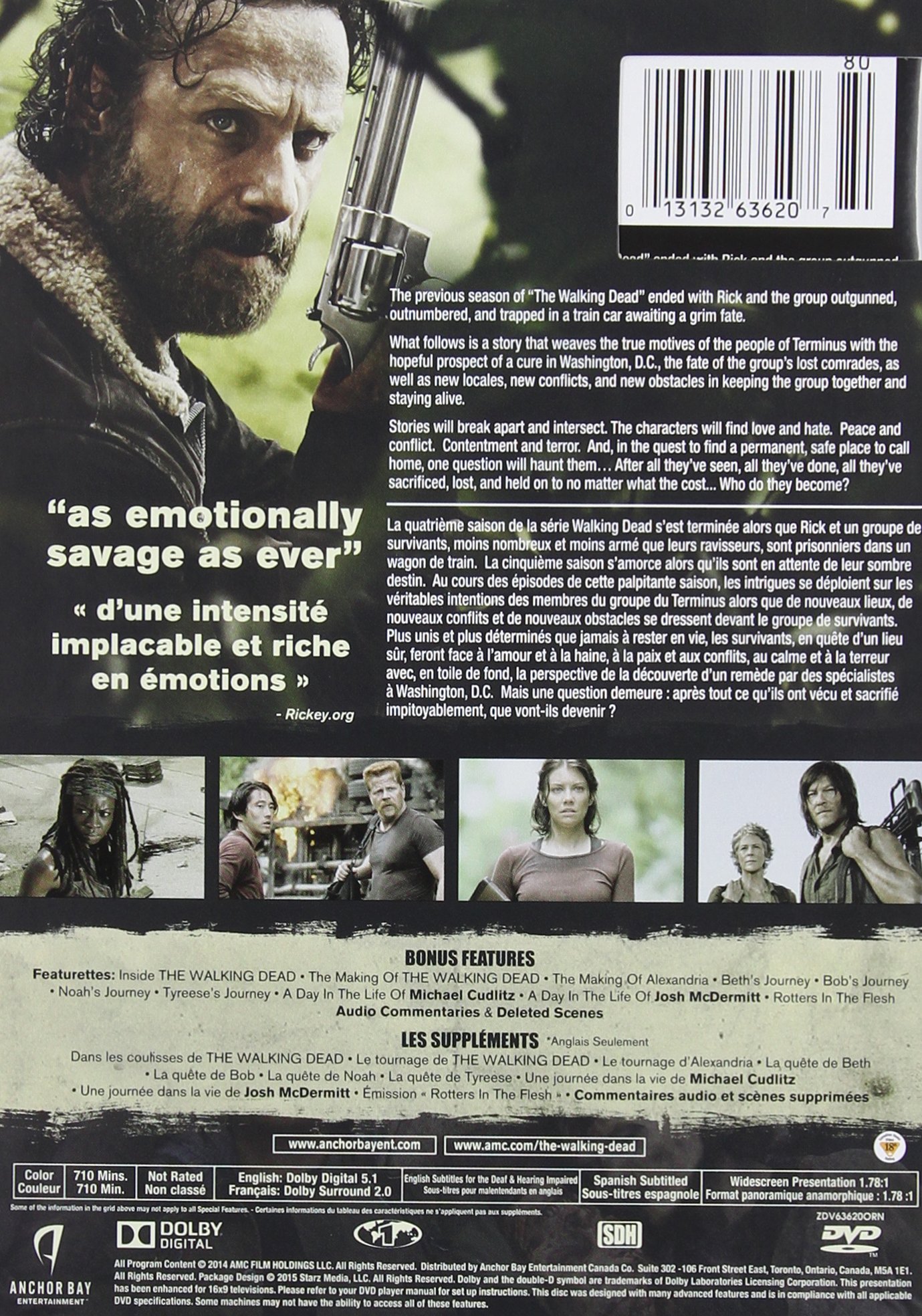The Walking Dead Season 5 DVD Box Set - Complete TV Series Collection | Horror Zombie Apocalypse Show | Perfect for Halloween Binge-Watching & Gift Giving