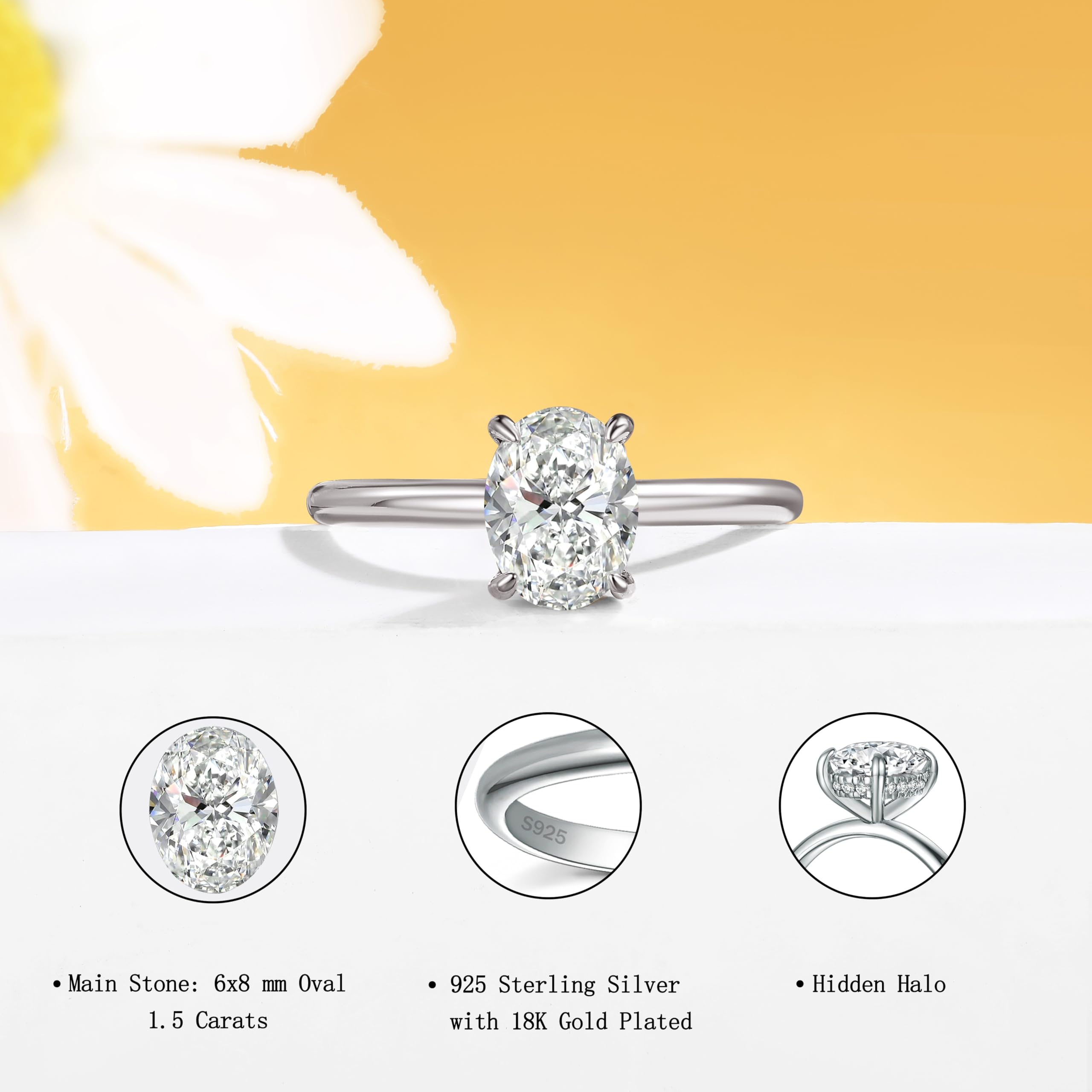 Moissanite Engagement Ring for Women - Sterling Silver D Color VVS1 Moissanite Wedding Band - Perfect Promise Ring for Her - Ideal for Proposals, Anniversaries & Special Occasions