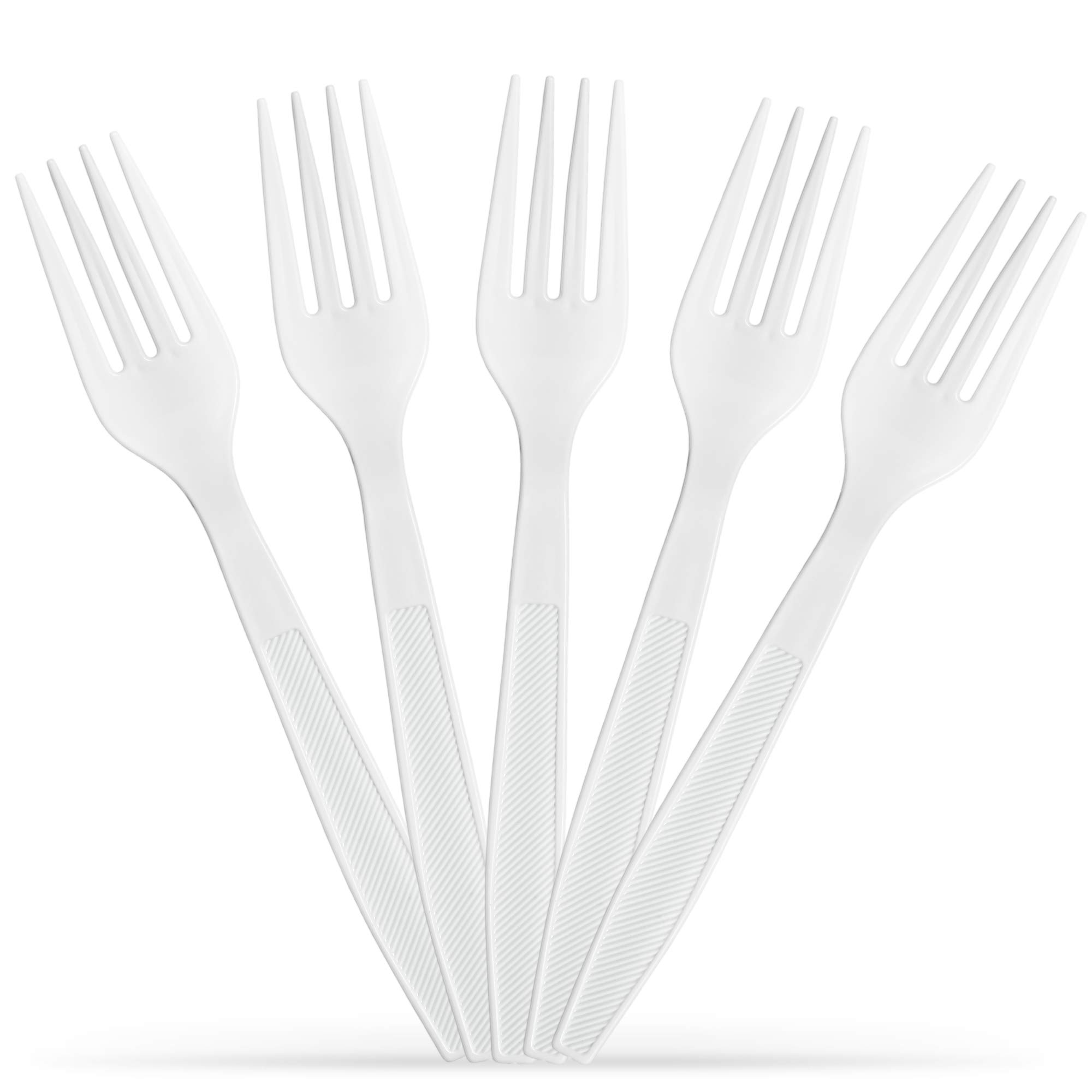 300 Heavy-Duty White Plastic Forks - Extra Strong Disposable Cutlery for Weddings, Catering, Parties, Buffets & Events - Bulk Pack of 300 - Perfect for BBQs, Picnics, Office Lunches & Everyday Use