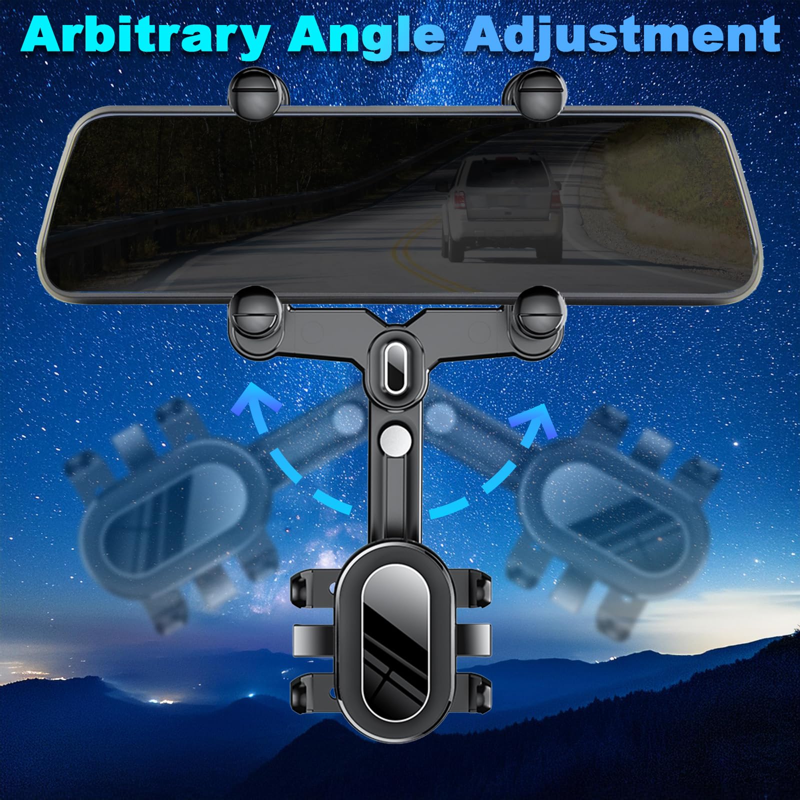 Rotatable Car Phone Mount for iPhone Samsung - Rear View Mirror Holder for 4-7IN Phones, Perfect for GPS Navigation