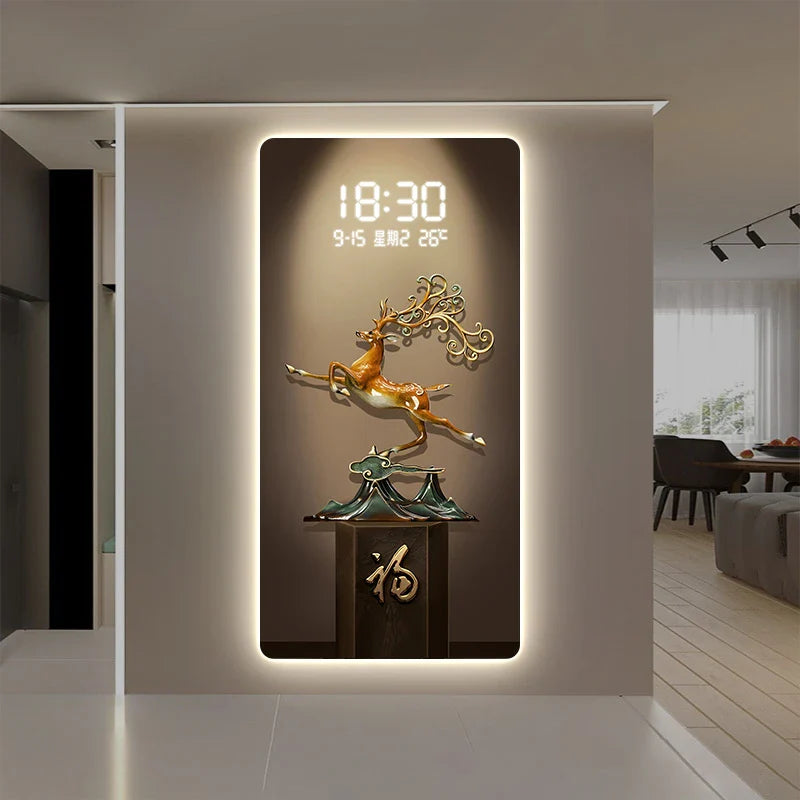 Deer Scenery Digital Wall Clock - Large Display, Battery Operated, Silent Modern Clock for Home, Office, Bedroom, Kitchen Decor - Perfect for Living Room, Study, and Gift Giving