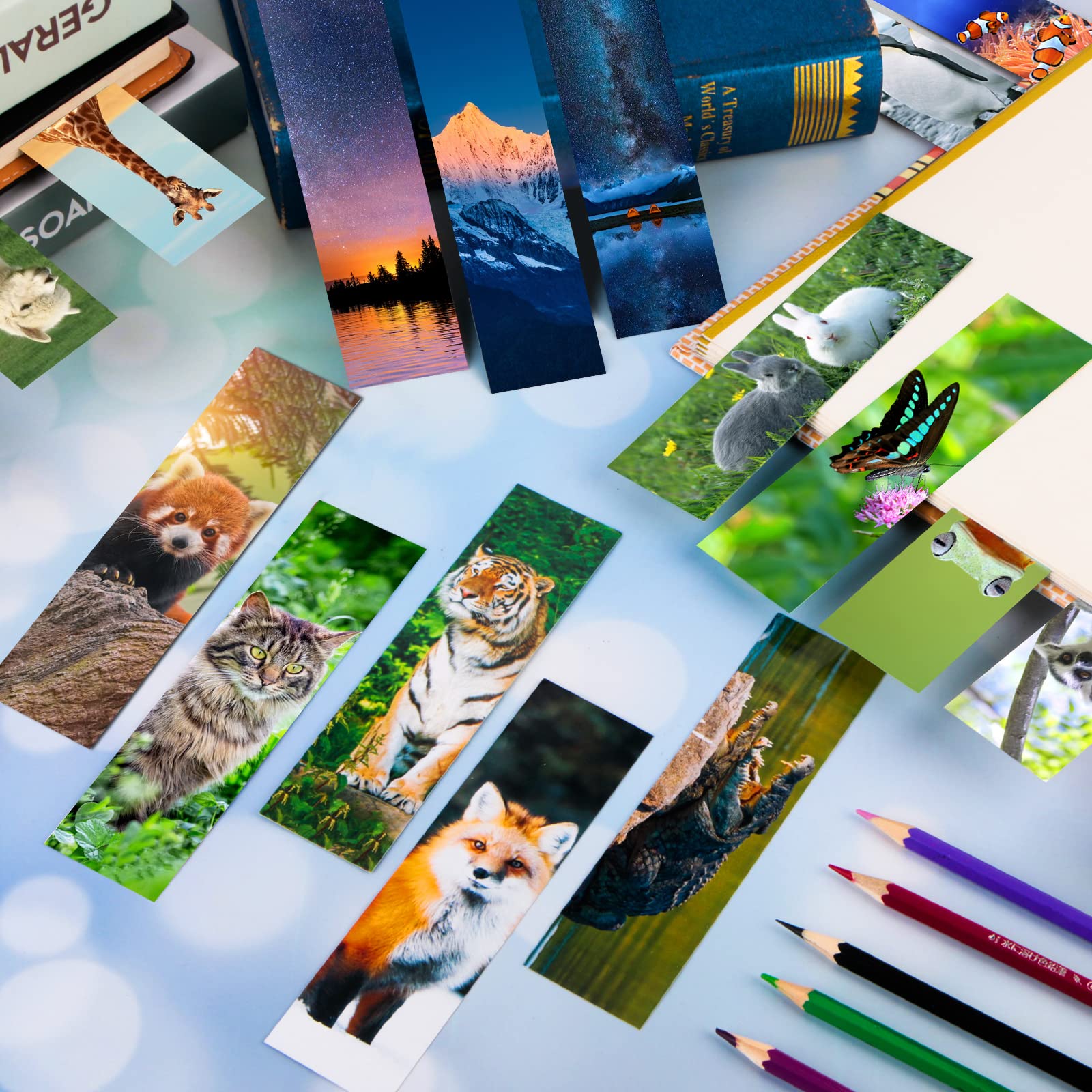 300PCS Bulk Animal Bookmarks for Kids - 60 Unique Wildlife Designs, Double-Sided Cute Book Markers for Students, Classroom Rewards & Gifts | Perfect for Reading Incentives, School Prizes & Book Lovers