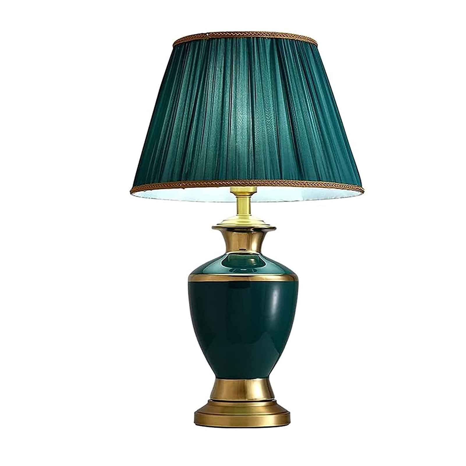 Art Deco Table Lamp with Glazed Cherry Enamel & Pleated Lampshade - Embellished with Rhinestone Flower & Bird Design (36x56cm) - Perfect for Living Room, Bedroom, or Office Decor