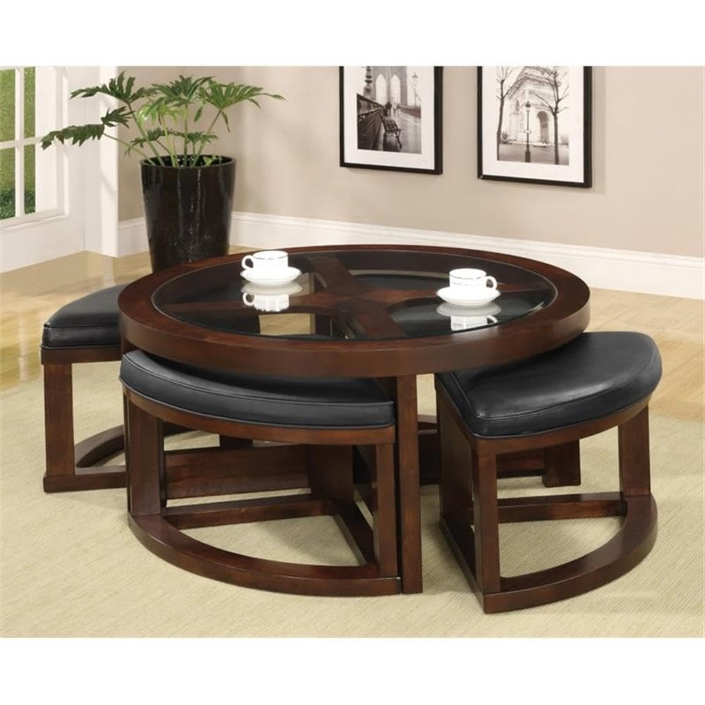 BOWERY HILL 5-Piece Dark Walnut Coffee Table Set for Living Room
