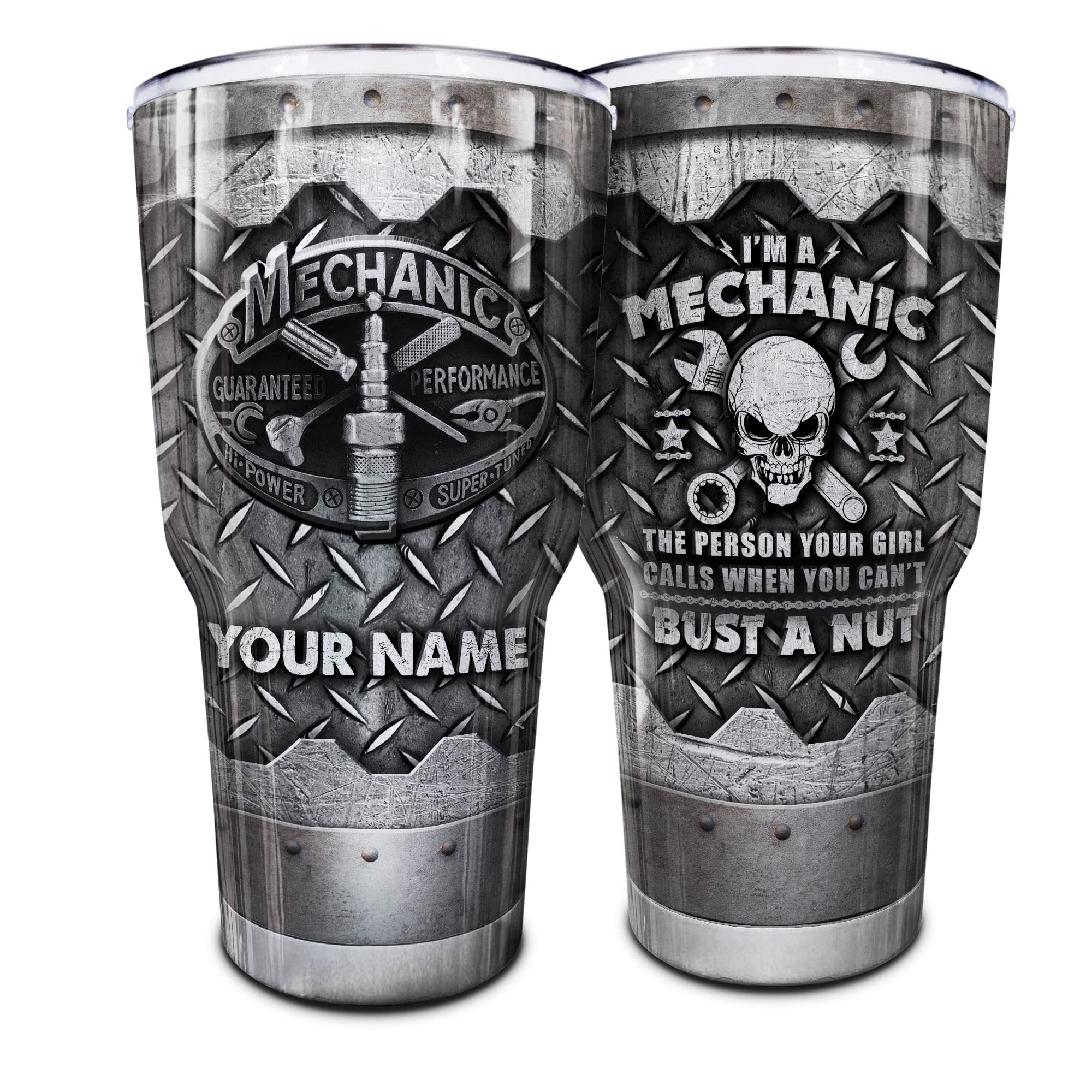 Personalized 30oz All Over Printed Tumbler for Mechanics - Funny Mechanic Gift Idea for Dad, Husband & Car Enthusiasts | Great for Workshops, Garages & Father's Day Gifts