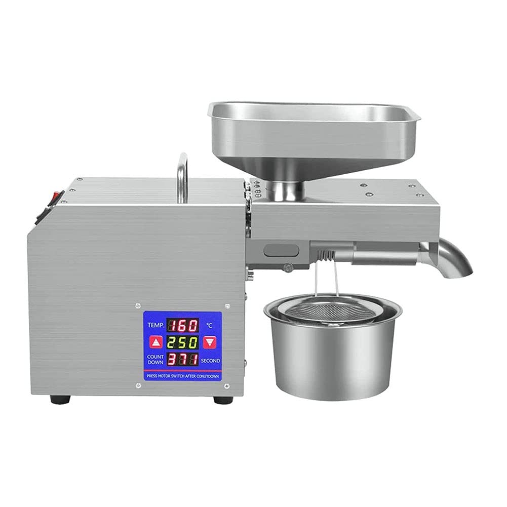 610W Electric Oil Press Machine with Temperature Control - 304 Stainless Steel Oil Extractor for Peanuts, Sesame & Nuts - Perfect for Home Cooking, DIY Essential Oils & Healthy Snacks