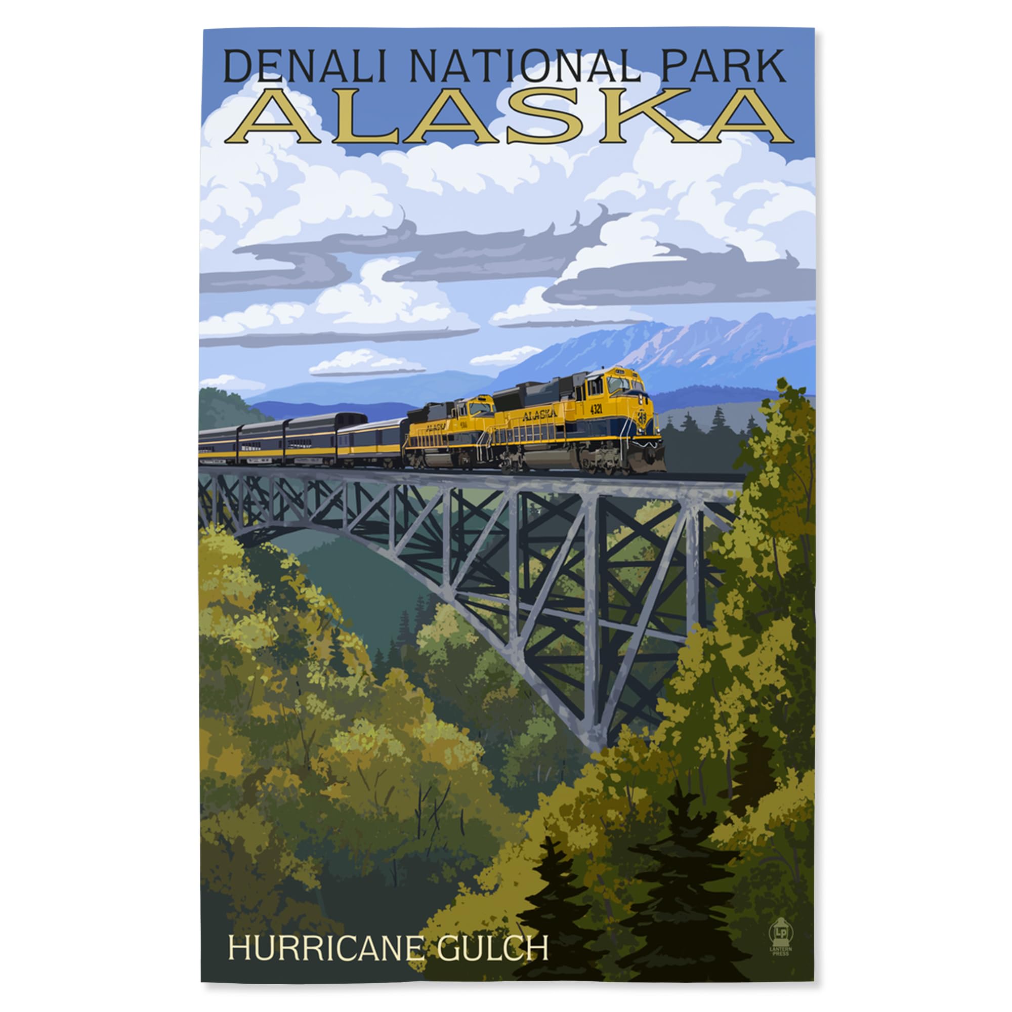 Lantern Press 16x24 Inch Giclee Art Print - Denali National Park Alaska Landscape with Hurricane Gulch - Wall Decor for Living Room, Bedroom & Office