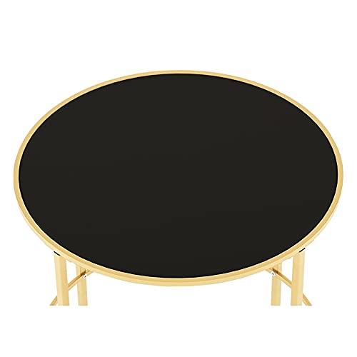 Keefer Contemporary Glass Top Side Table in Champagne Gold - Modern Accent Table for Living Room, Bedroom & Office - Stylish End Table with Tempered Glass Top & Metal Frame