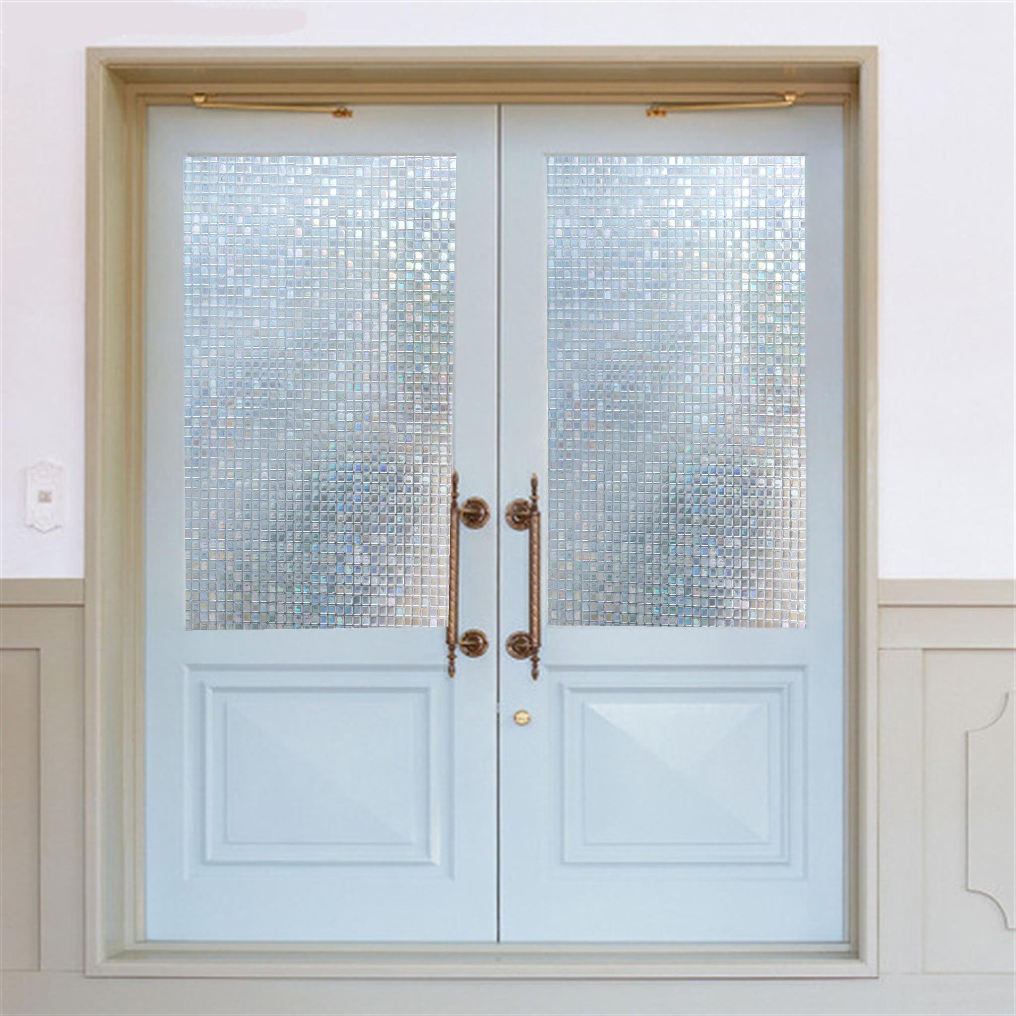 Arthome 3D Mosaic Window Film - 17.5x78.7 Inch Privacy Static Cling Window Tint, No Glue Self-Adhesive UV Protection Film, Removable Rainbow Decorative Window Sticker for Home, Office & Bathroom Privacy