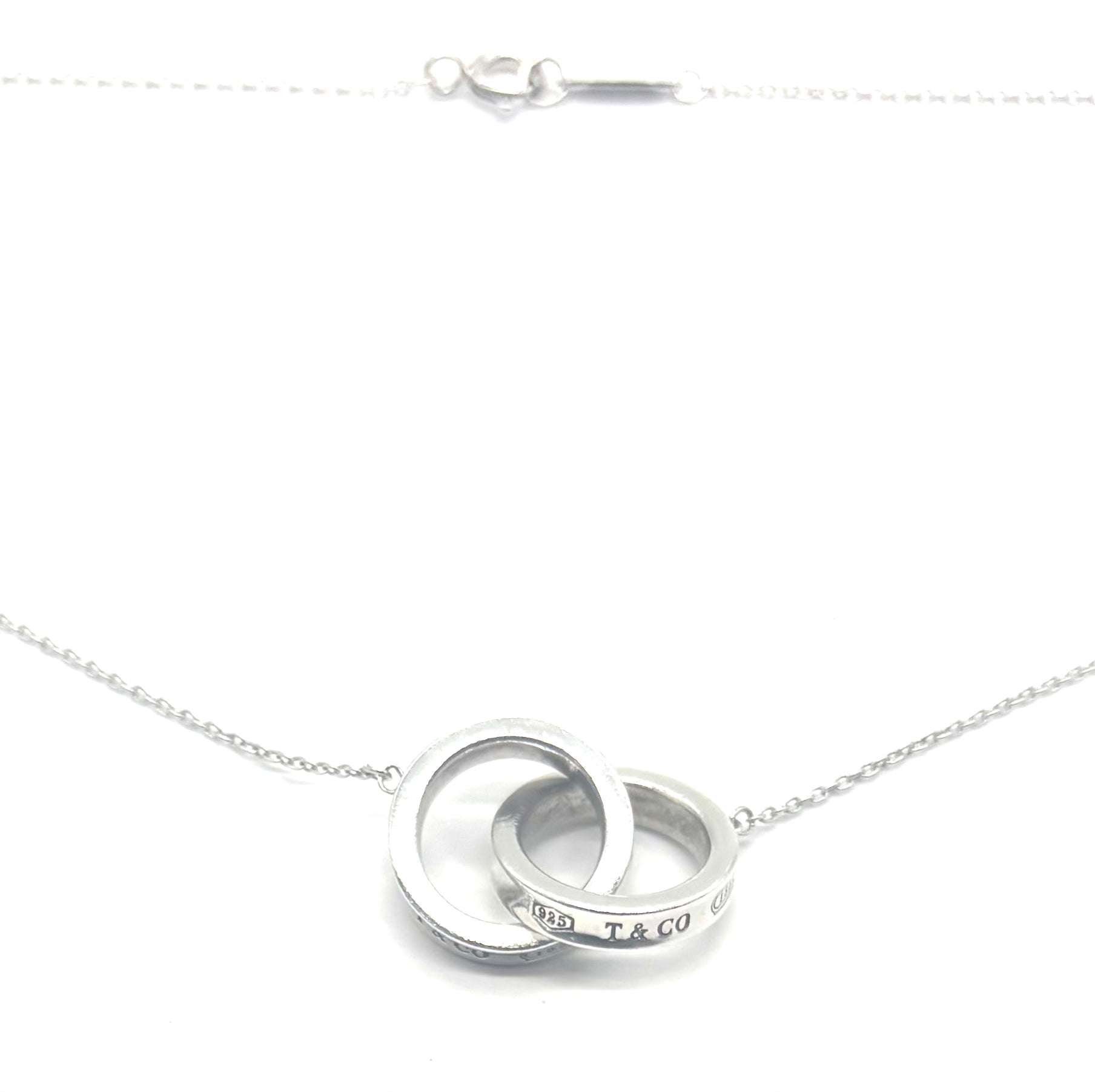Tiffany & Co .925 Sterling Silver Interlocking Circles Necklace for Women - Elegant Layering Jewelry for Everyday Wear & Special Occasions
