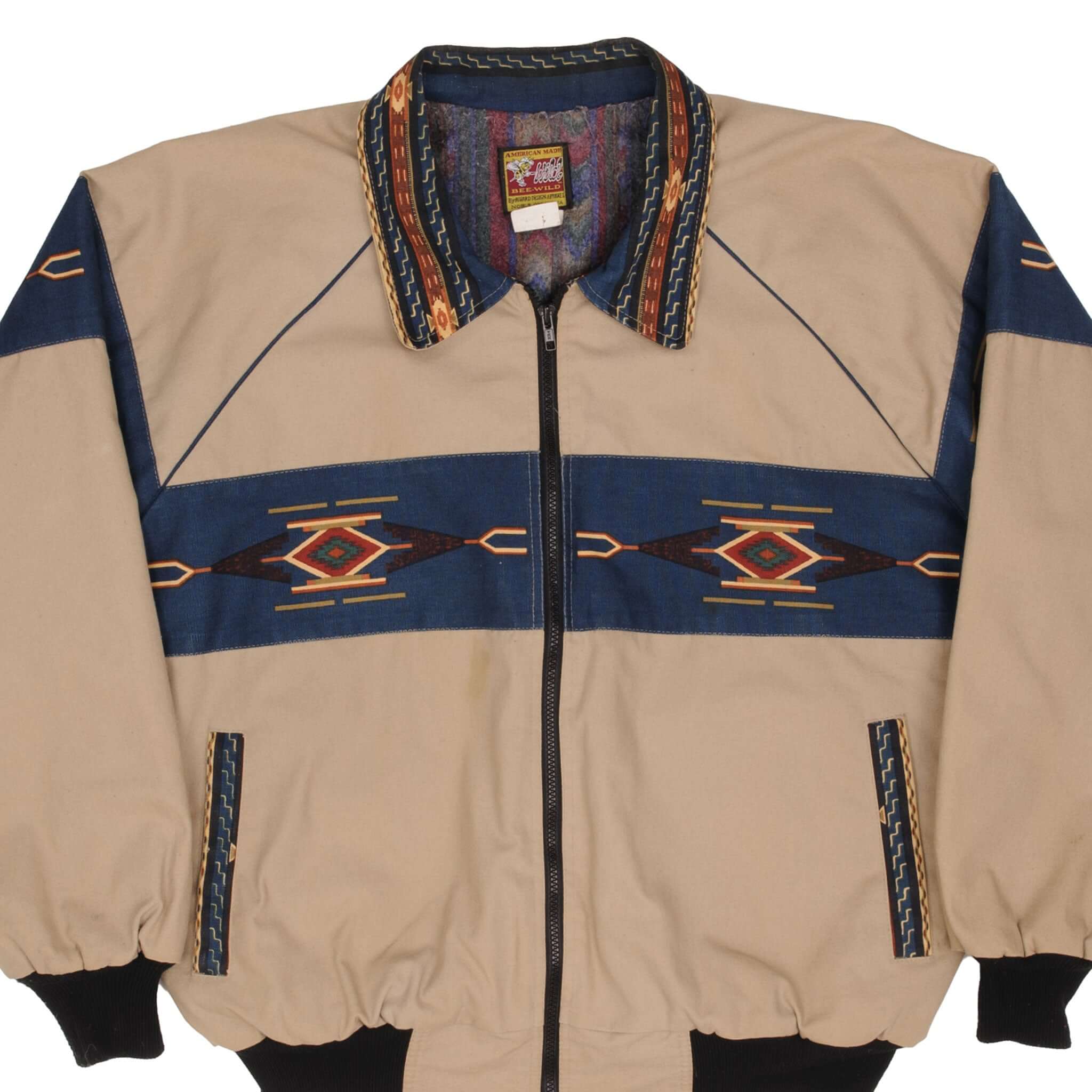 Vintage Bee Wild Aztec Lined Worker Jacket 1990s - XL Size | Retro Style Coat for Men | Perfect for Outdoor Work, Camping & Vintage Fashion Enthusiasts
