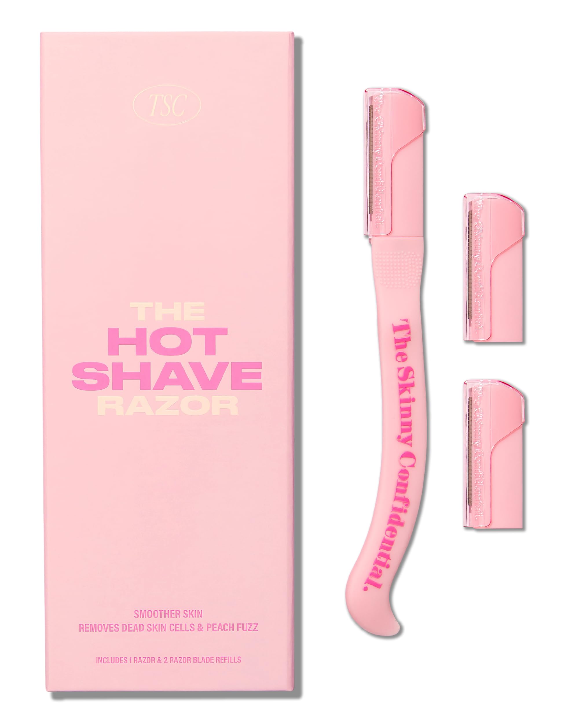 The Skinny Confidential Hot Shave Dermaplane Razor for Women - Gentle Facial Hair Removal & Exfoliating Tool for Smooth, Radiant Skin | Peach Fuzz Remover, Dermaplaning Face Shaver | Perfect for Pre-Makeup Prep & Skincare Routine