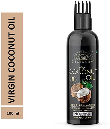 100% Pure Virgin Coconut Oil for Hair, Skin & Body - Cold Pressed with Comb Applicator - 100mL Organic Hair Oil - Perfect for Deep Conditioning, Scalp Massage & Natural Beauty Care