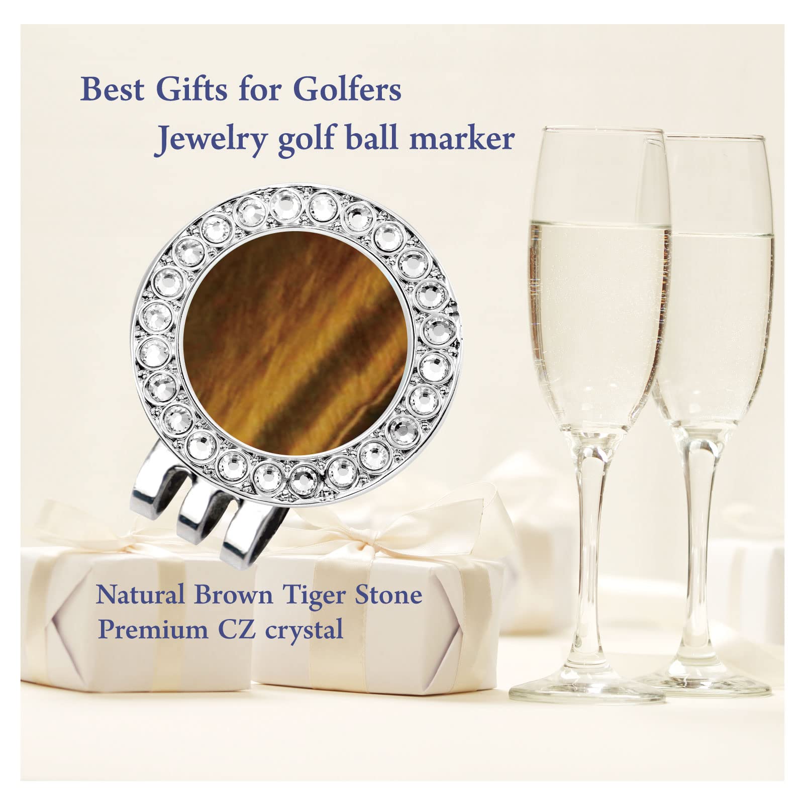 Pearl Crystal Golf Ball Marker Hat Clip - Stylish Golf Accessories & Unique Golf Gifts for Women - Perfect for Golf Tournaments, Practice & Casual Play