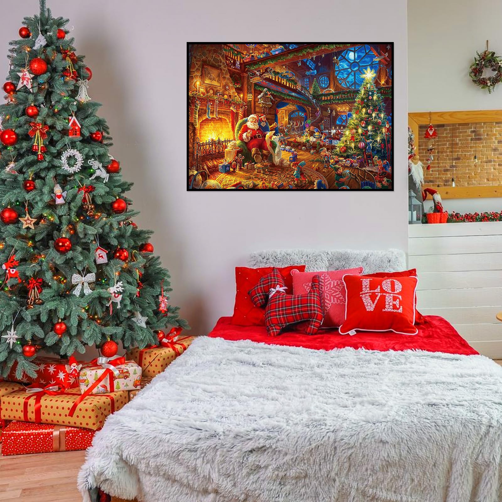 1000 Piece Christmas Jigsaw Puzzle for Adults & Teens - Santa Claus & Winter Village Scene - Premium Oil Painting Style Puzzle - Perfect for Family Game Night & Holiday Decor