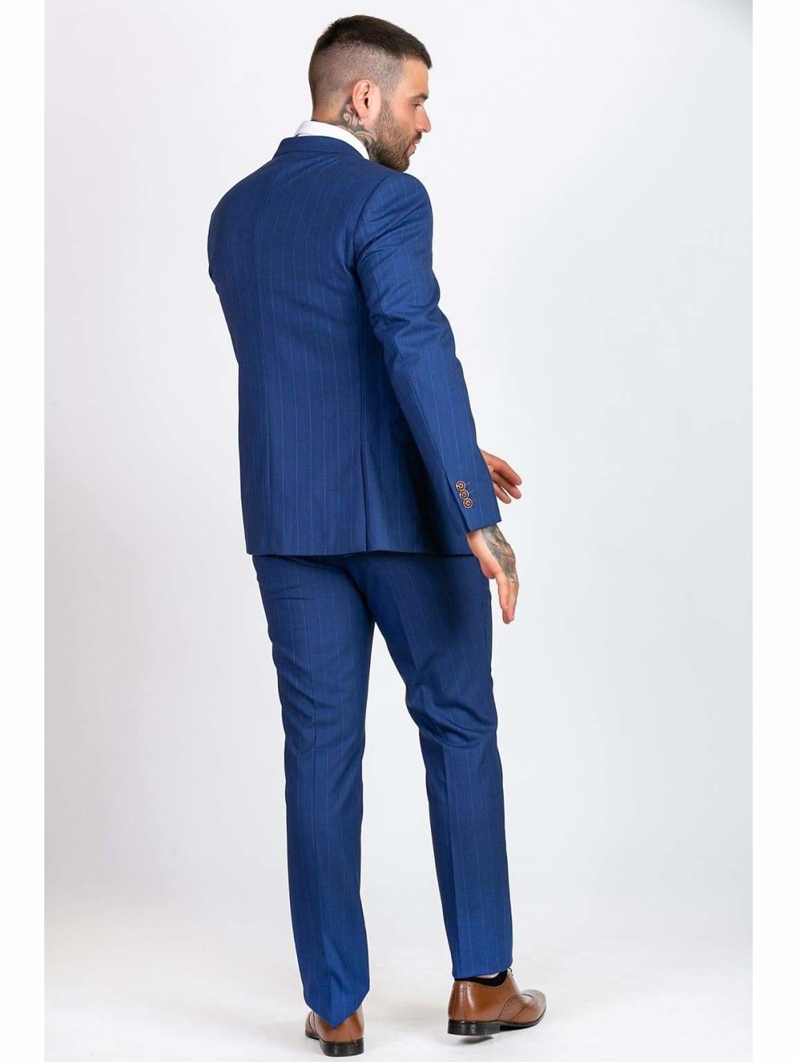 Marc Darcy Conrad Royal Blue Pinstripe Suit for Men - Premium Business Formal Wear | Perfect for Weddings, Office Meetings & Special Events