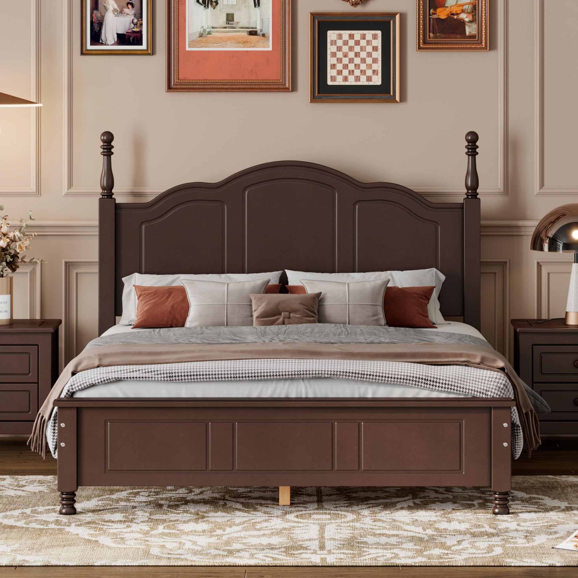 Harper & Bright Designs 3-Piece Full Size Bedroom Set - Wood Platform Bed with 2 Nightstands in Dark Walnut | Modern Bedroom Furniture for Small Spaces & Guest Rooms
