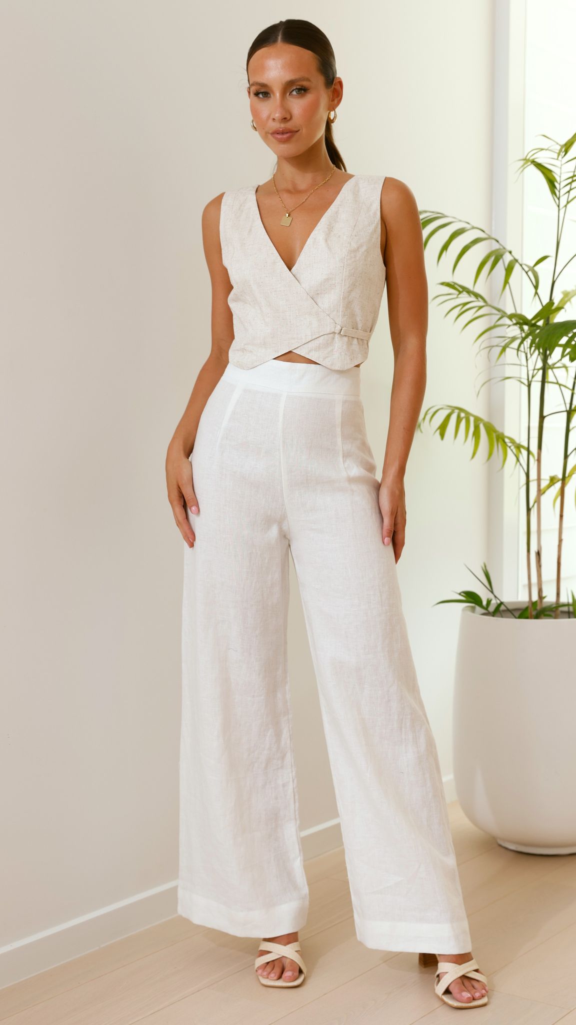 Karah Pants for Women - High Waisted White Trousers with Stretchy Comfort | Perfect for Office Wear, Casual Outfits & Travel