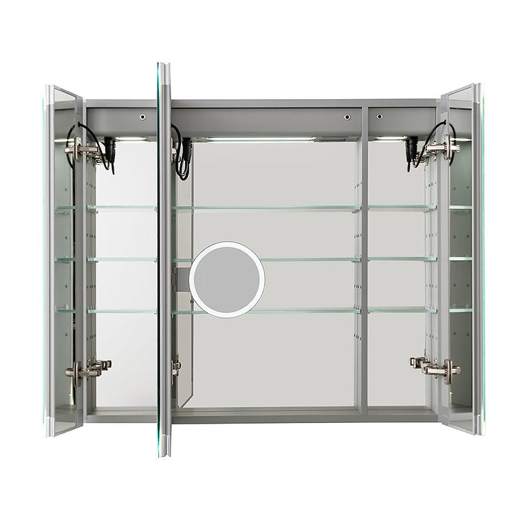 Aquadom Edge Royale 36x32 Inch LED Lighted Triple Door Bathroom Medicine Cabinet - Perfect for Modern Homes & Spa-Like Bathrooms