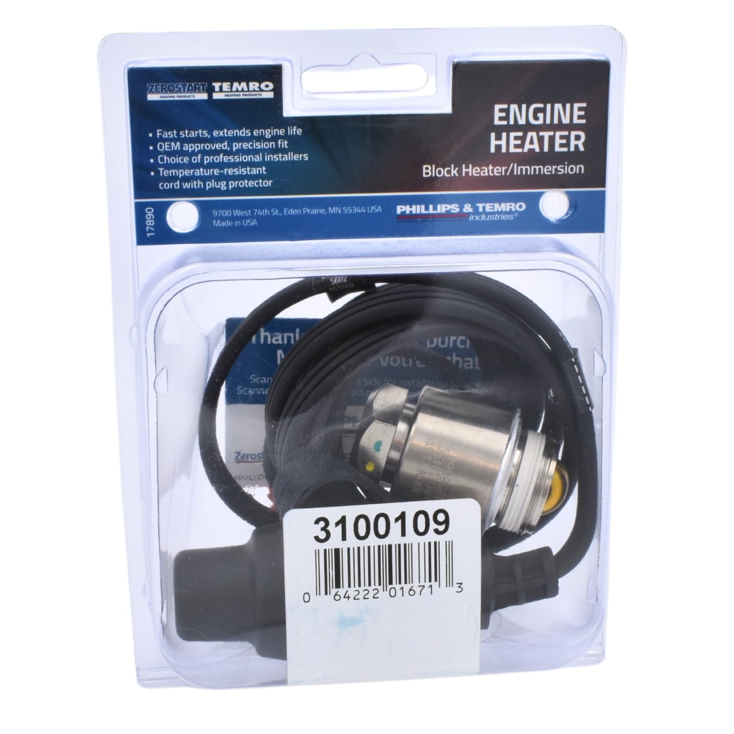 ZeroStart 3100109 Freeze Plug Heater - Engine Block Heater for Cold Weather - Perfect for Trucks, Cars & Heavy Equipment in Winter