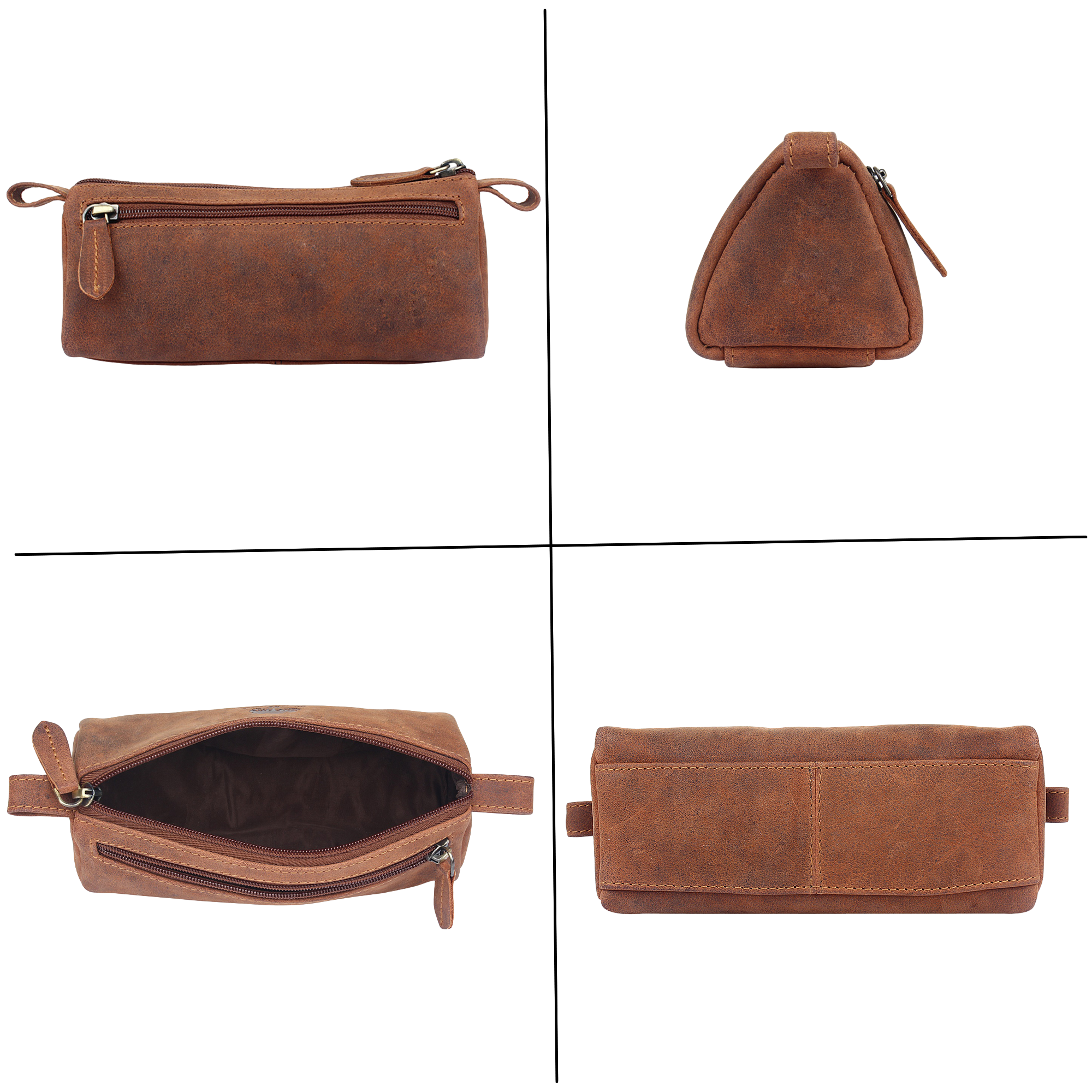 Premium Tom Leather Pencil Case - Zippered Pen Pouch for School & Office (Brown) - Perfect for Students, Professionals & Artists