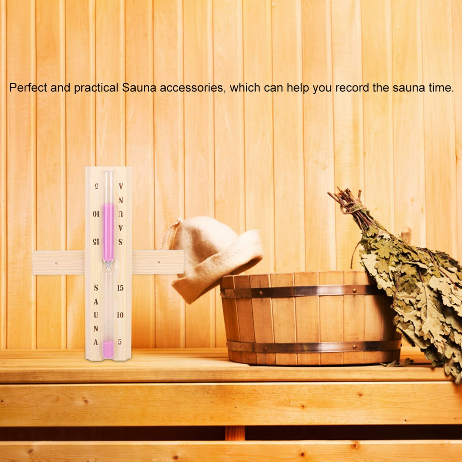 Horoper 15-Minute Wooden Sauna Hourglass Timer - Wall-Mounted Sand Clock for Spa, Sauna & Relaxation Rooms | Elegant Décor & Precise Timing Tool for Home, Gym or Meditation Spaces