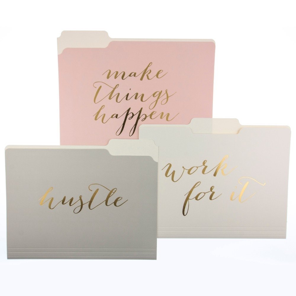 Graphic Designer 'Make Things Happen' File Folders - Set of 9 (3 Designs) | Letter Size Office Organizers | Decorative Office Supplies for Home & Work | Durable Coated Cardstock with Gold Foil Lettering | 1/3-Cut Tabs - Perfect for Document Filing, Office Decor & Gift Giving