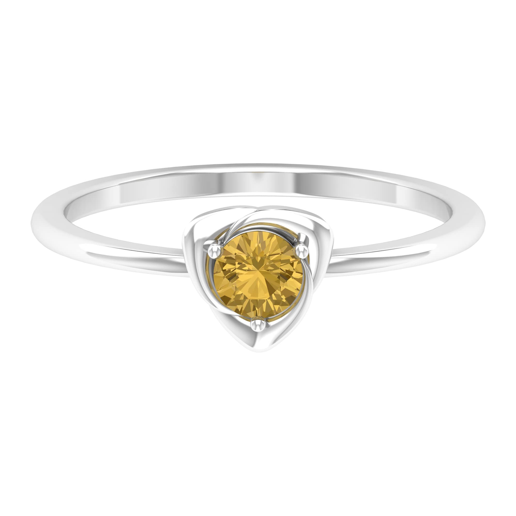 4MM Round Cut Citrine Solitaire Ring for Women - November Birthstone, 14K Solid Gold Minimalist Ring, Citrine Flower Engagement Ring | Perfect for Birthday Gifts, Anniversary, Wedding & Everyday Elegance