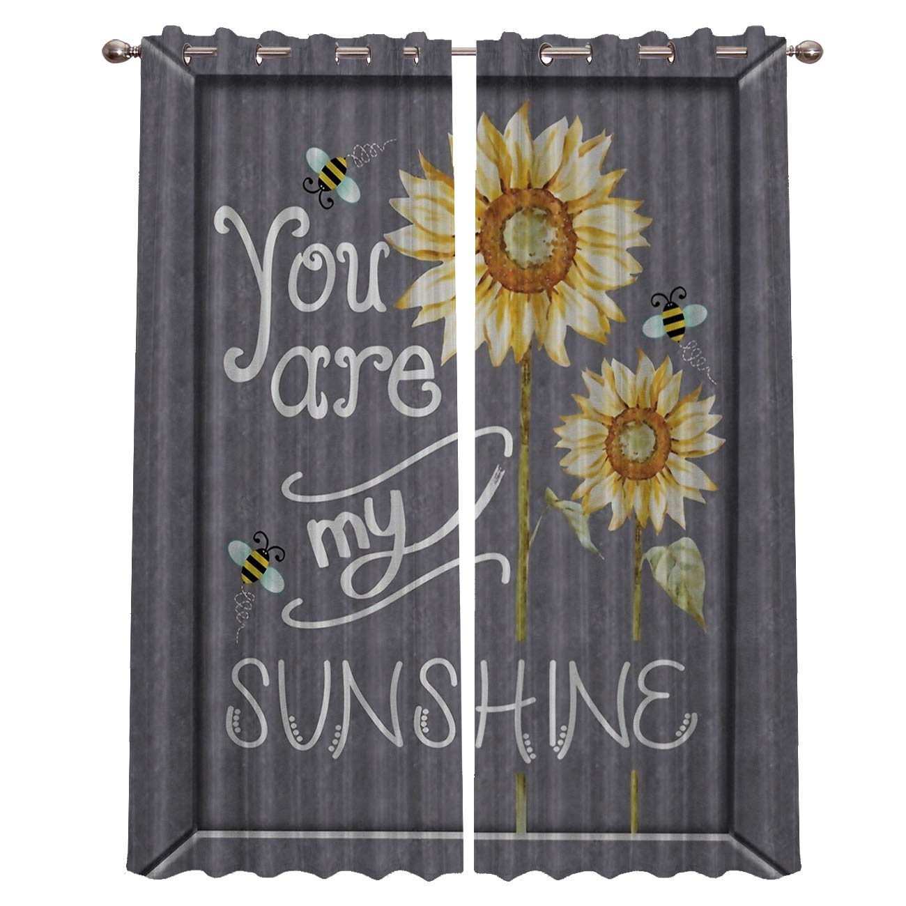 Blackout Curtains 52x84 Inch - Thermal Insulated Room Darkening Drapes with Artistic Grey Tulips Design (Set of 2 Panels) for Living Room & Bedroom | Noise Reduction & Energy Saving Window Treatment