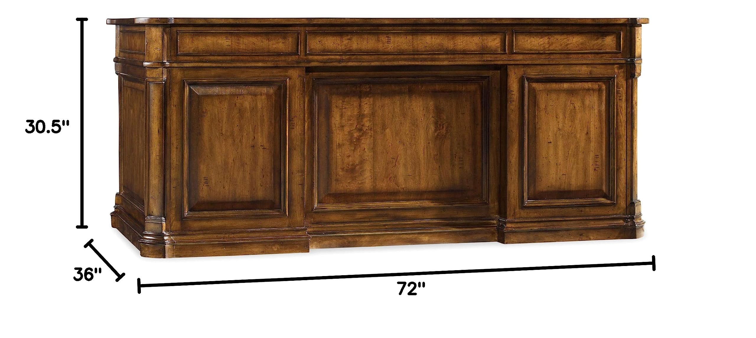Hooker Furniture Tynecastle Executive Desk - Medium Brown Wood Grain Finish - Home Office & Workspace Solution for Professionals
