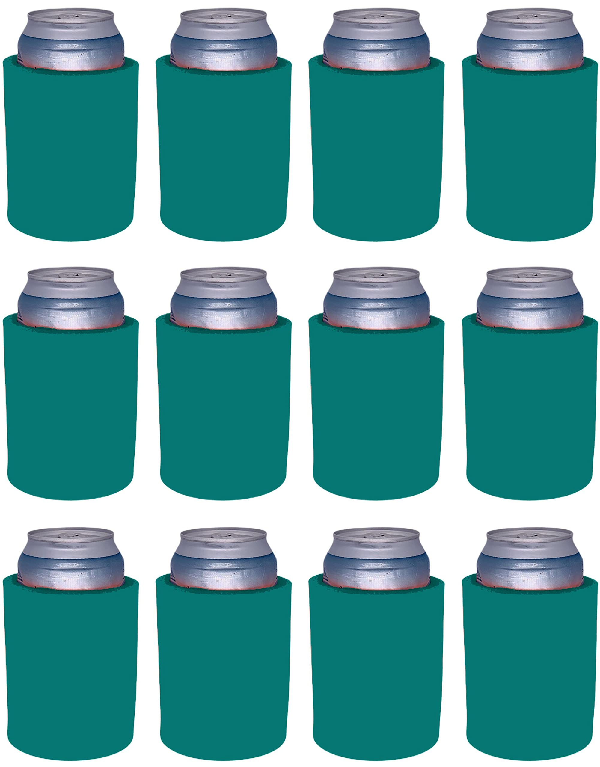 Thick Foam Can Cooler 12 Pack - Turquoise for Beer & Soda