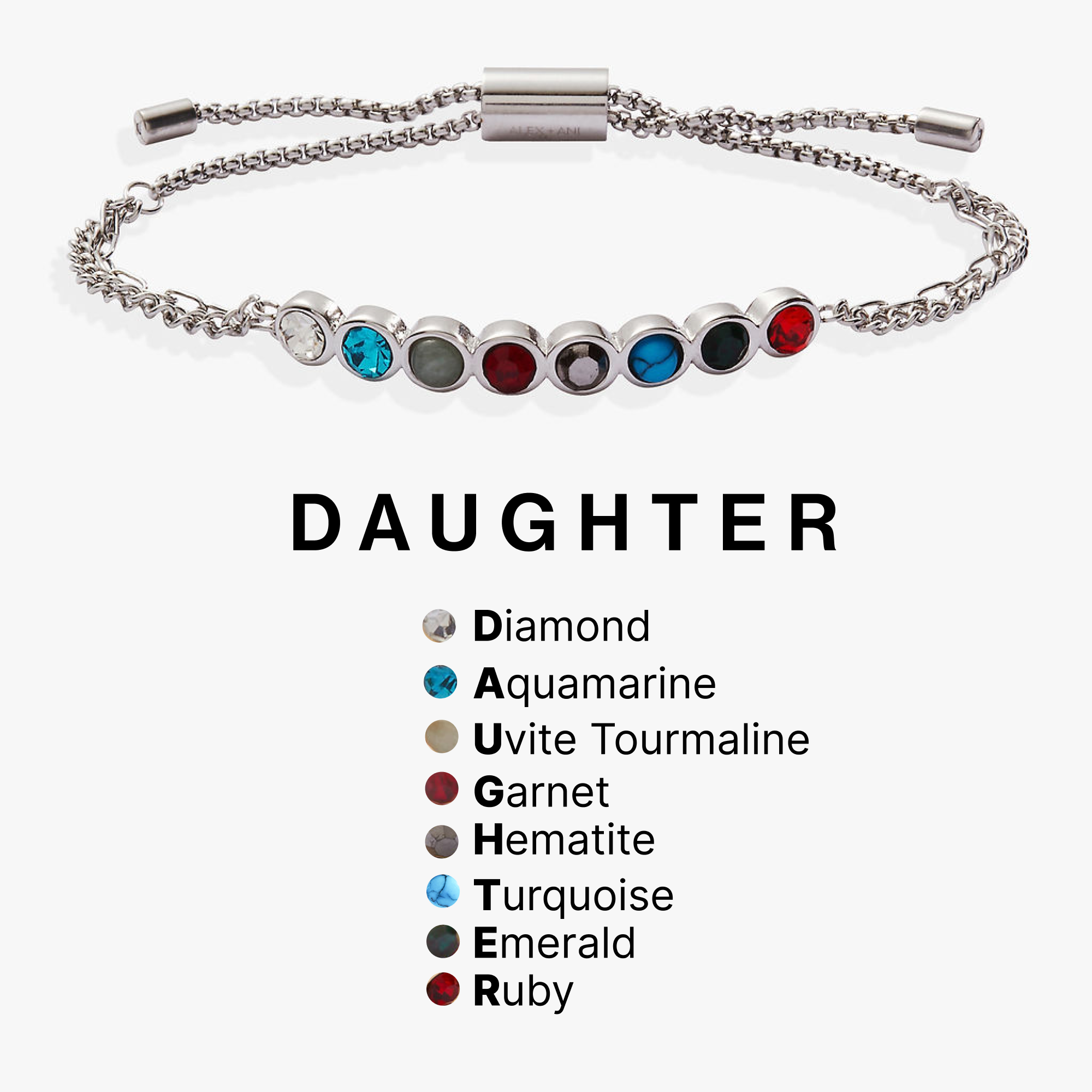 Daughter Acrostic Bolo Bracelet - Hidden Message Jewelry for Women - Perfect Gift for Daughters, Birthdays & Special Occasions