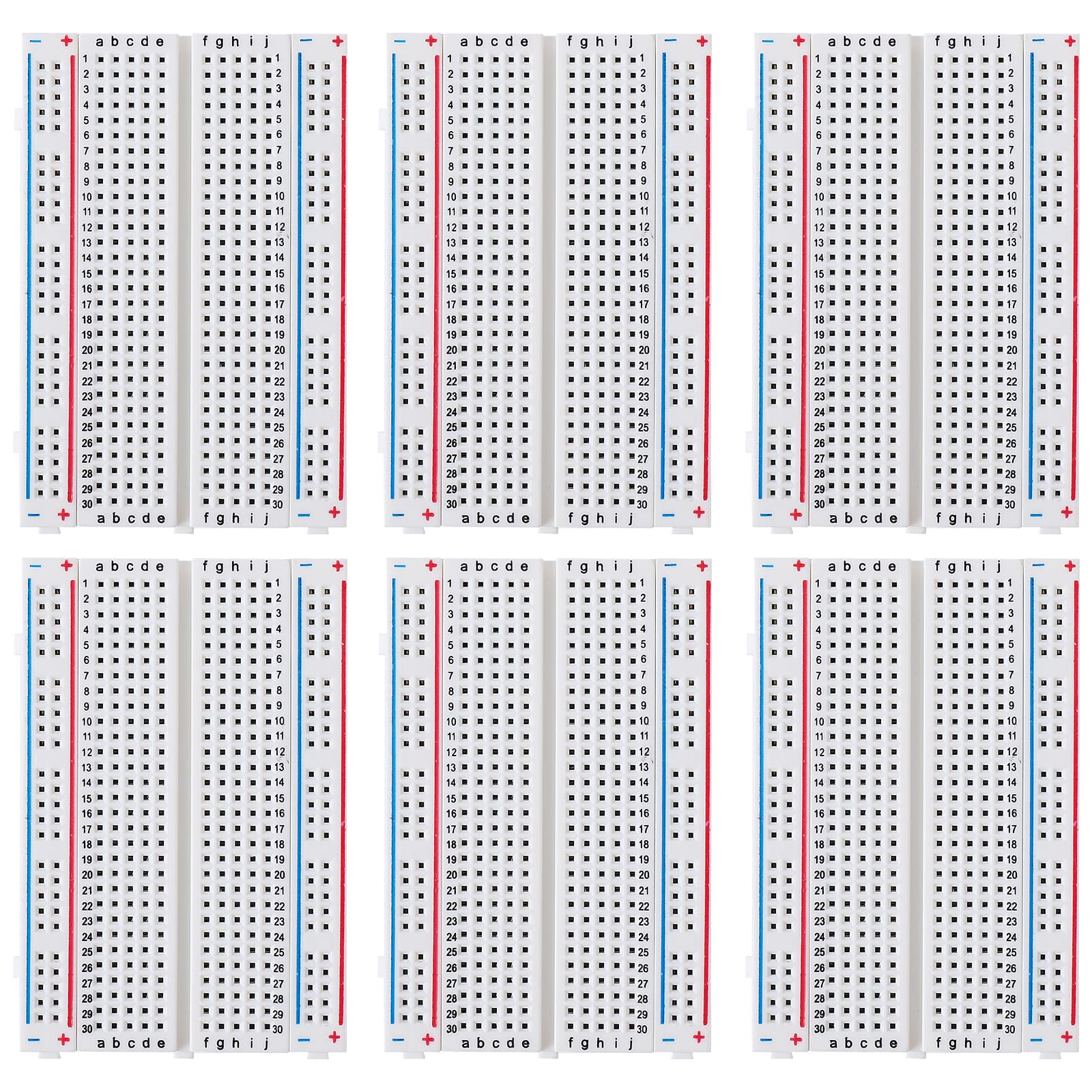 6-Piece 400-Pin Solderless Breadboard Set for Raspberry Pi & Arduino Projects - Prototype Circuit Board Kit for DIY Electronics, Robotics, and STEM Learning