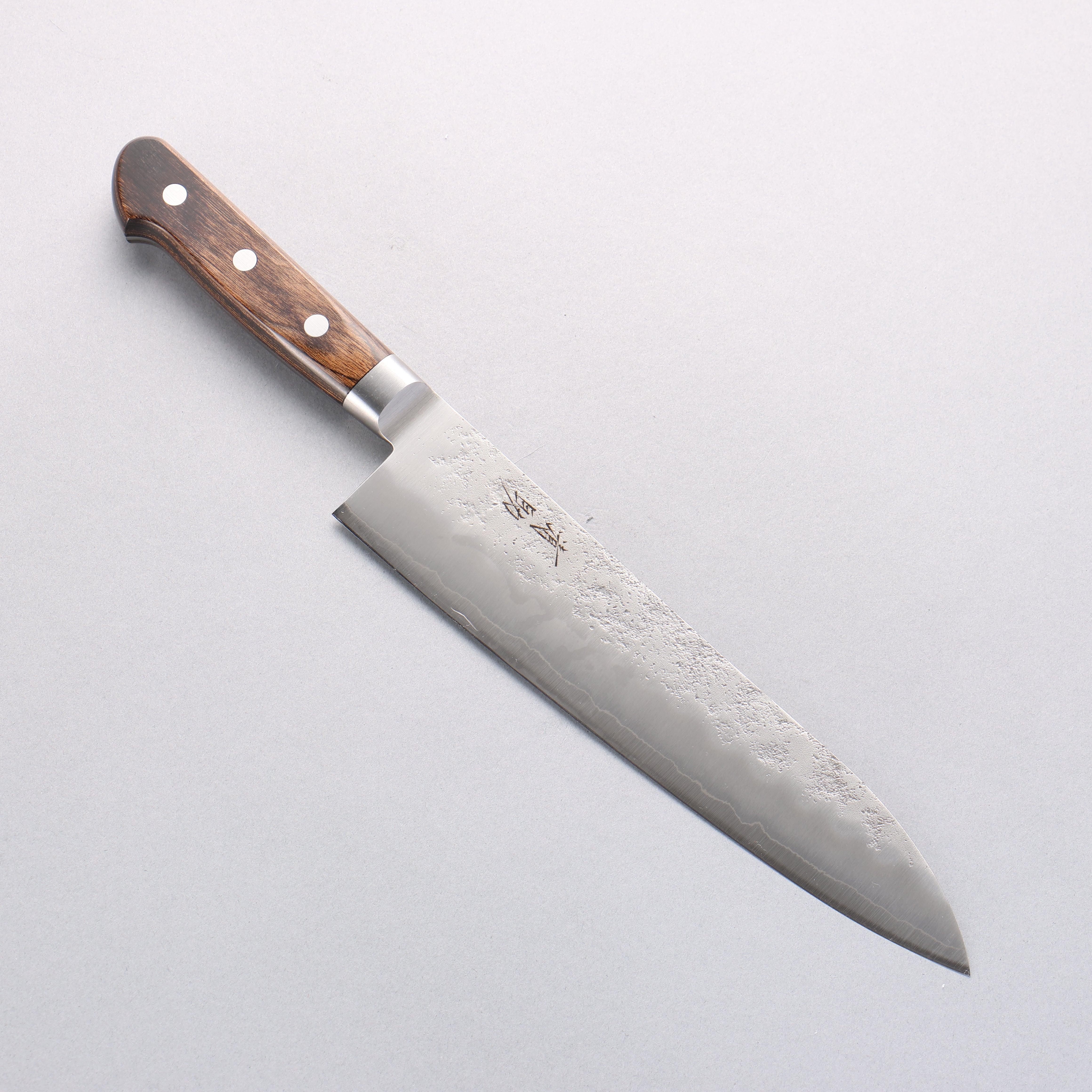 Premium Seisuke Silver Steel No.3 Nashiji Gyuto 210mm Japanese Chef Knife - Brown Pakka Wood Handle - Perfect for Sushi, Meat Slicing & Professional Kitchen Use