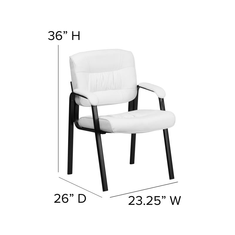 Premium FLASH Haeger Leather Executive Office Chair - Black Metal Frame Reception Seating for Professional Workspaces & Conference Rooms