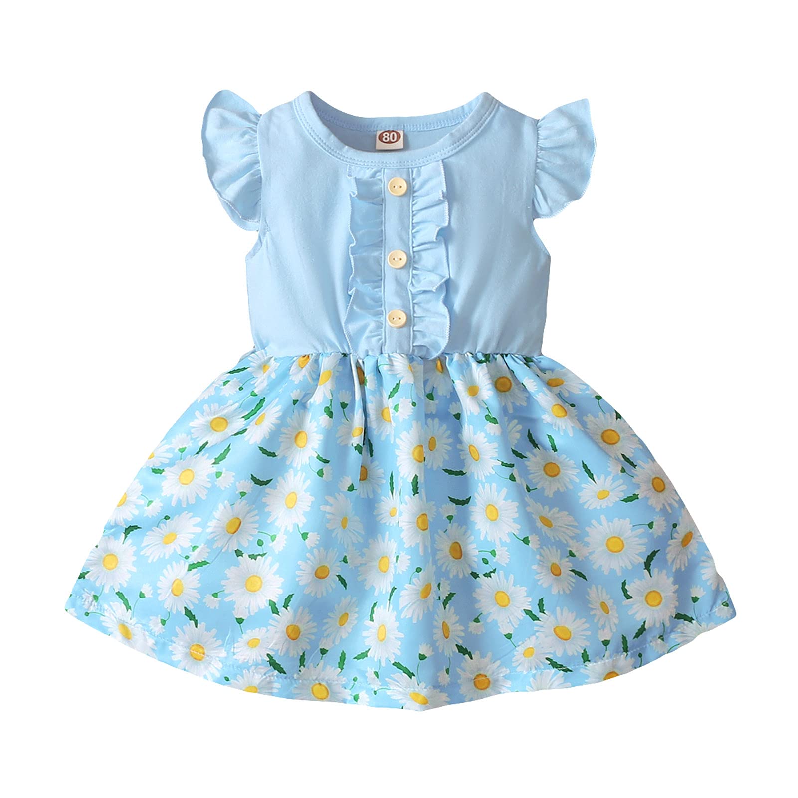 CLOTHBEST Baby Boy & Girl Clothes - Ruffled Floral Print Princess Dress with Fly Sleeves for Toddlers | Perfect for Birthday Parties, Photo Shoots & Special Occasions