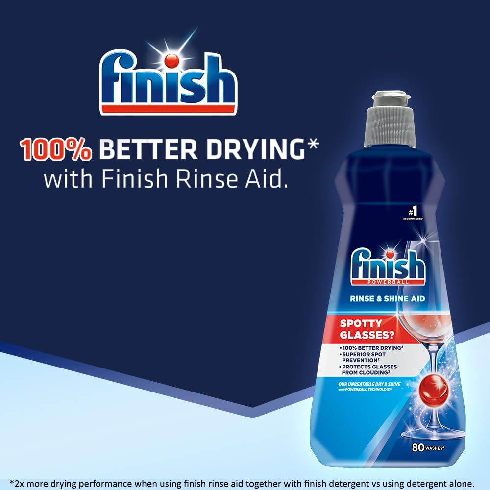 Finish Dishwasher Rinse Aid, Shine & Dry - 400ml (Pack of 4) | #1 Recommended Dishwashing Brand for Sparkling Clean Dishes | Perfect for Glassware, Silverware & Everyday Dishware