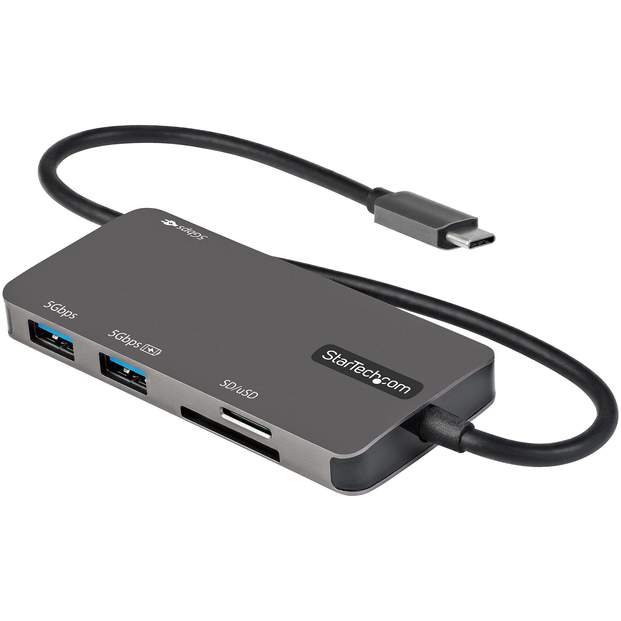 StarTech.com USB C Multiport Adapter - 4K HDMI, 100W PD, SD/MicroSD, 3x USB 3.0 Ports - Compact USB-C Hub with 12