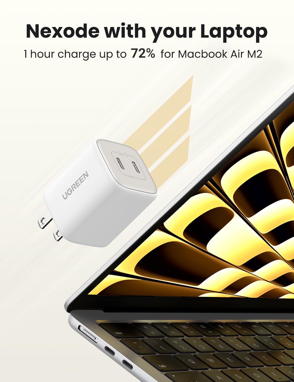 UGREEN Nexode 45W GaN USB C Fast Charger - Dual Port Foldable Wall Charger with PPS for Samsung Galaxy S25/S24/Note 20, iPhone 16/15/14 Pro, iPad, MacBook Air & Steam Deck - Compact Travel Charger for Home, Office & Gaming (White)